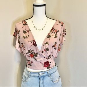 Floral midriff crop top